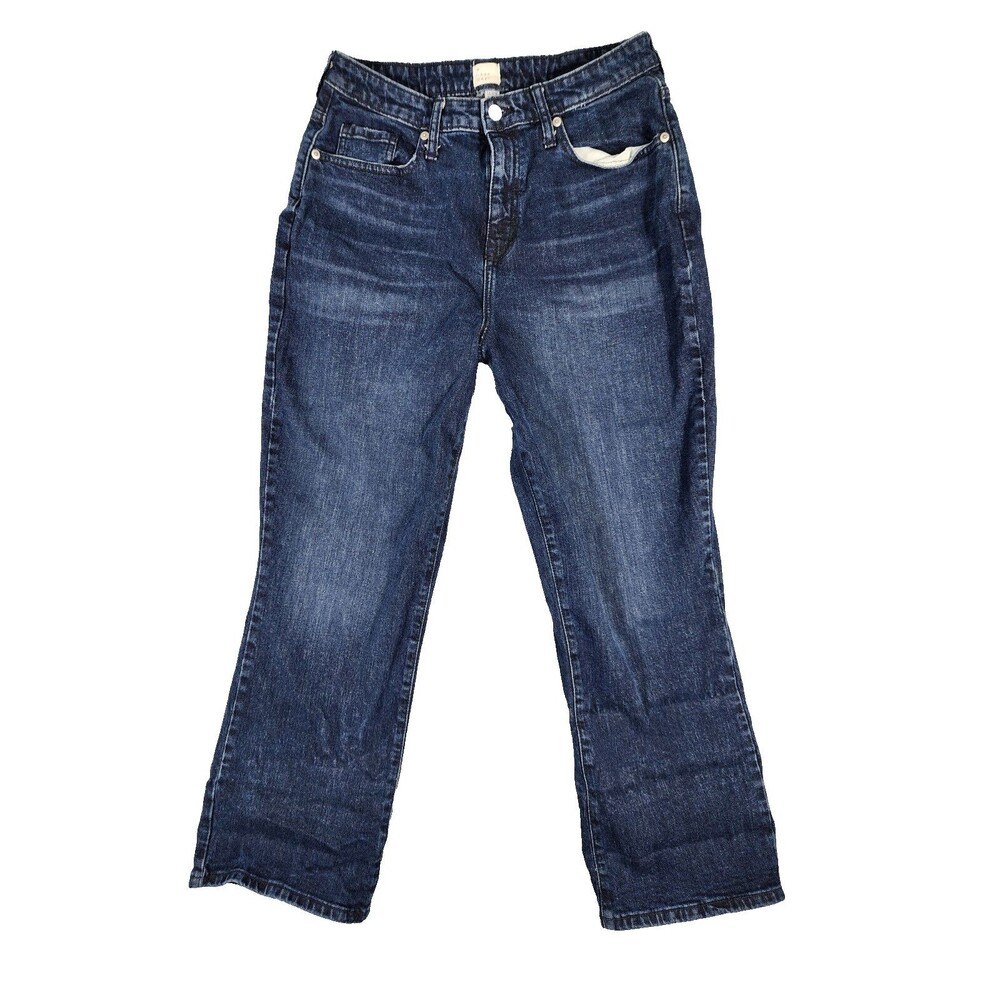 A.New.Day Jeans Women 12/31R Crop Bootcut High-Rise Blue Stretch *READ* a022